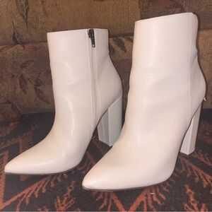 Lightly used White Chunky High Heel Ankle Boot
